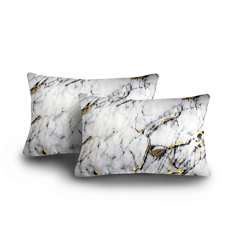 Edie@Home Precious Metals Collection Printed Marble 2-Pack Pillow Set