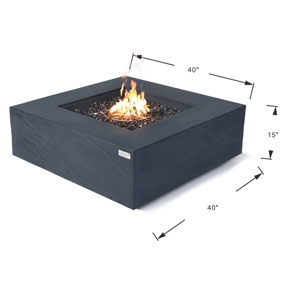 Elementi Plus Capertee Outdoor Fire Pit Table Concrete Square 60000 BTU   40 x 40 inches with Lid  Fire Glass  and Cover