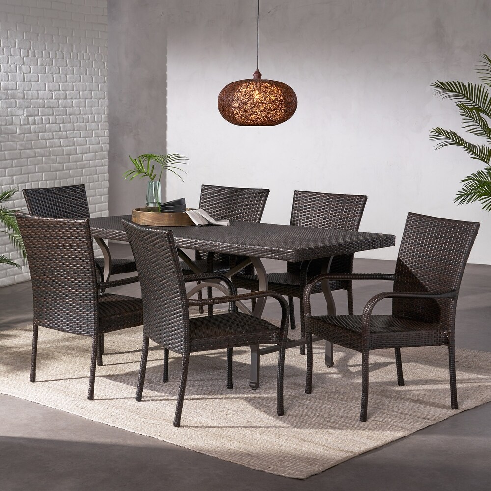 Warwick Outdoor 7 piece Rectangle Dining Set by Christopher Knight Home