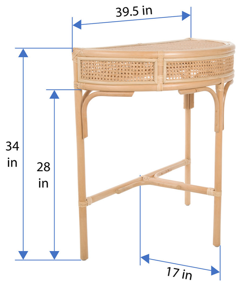 Rattan Cane Half Moon Semi Circular Console or End Table  Natural   Tropical   Console Tables   by KOUBOO  Houzz