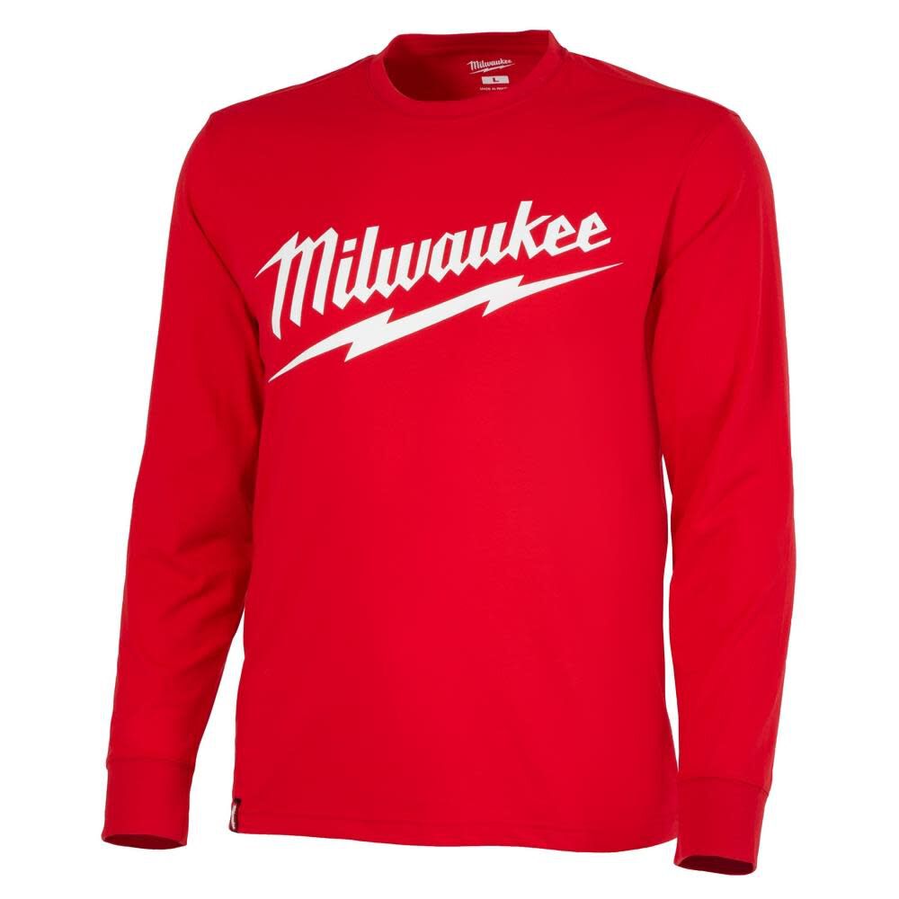 Milwaukee Heavy Duty T-Shirt Big Logo Long Sleeve Red 608RM910 from Milwaukee