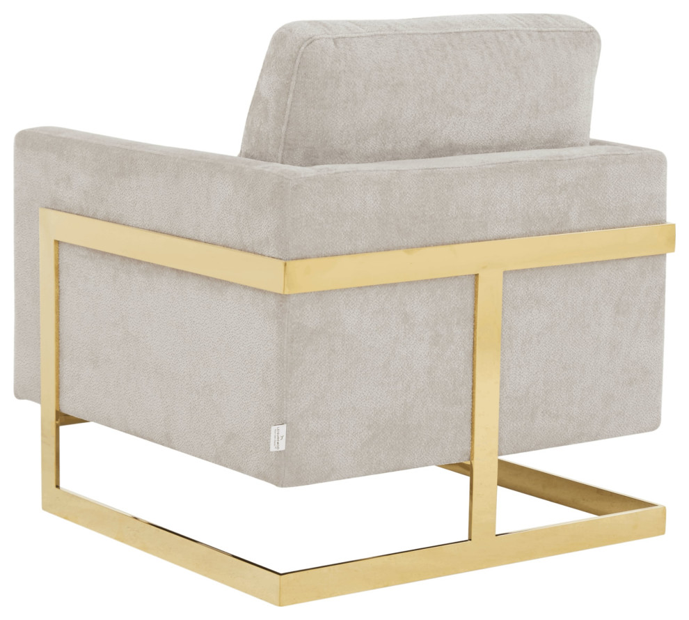 LeisureMod Lincoln Modern Boucle Arm Chair with Gold Stainless Steel Frame   Midcentury   Armchairs And Accent Chairs   by LeisureMod  Houzz