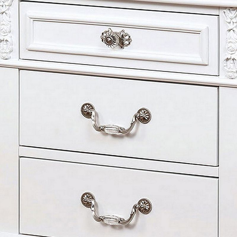 Nightstand with 3 Drawers and Built In USB Port， White