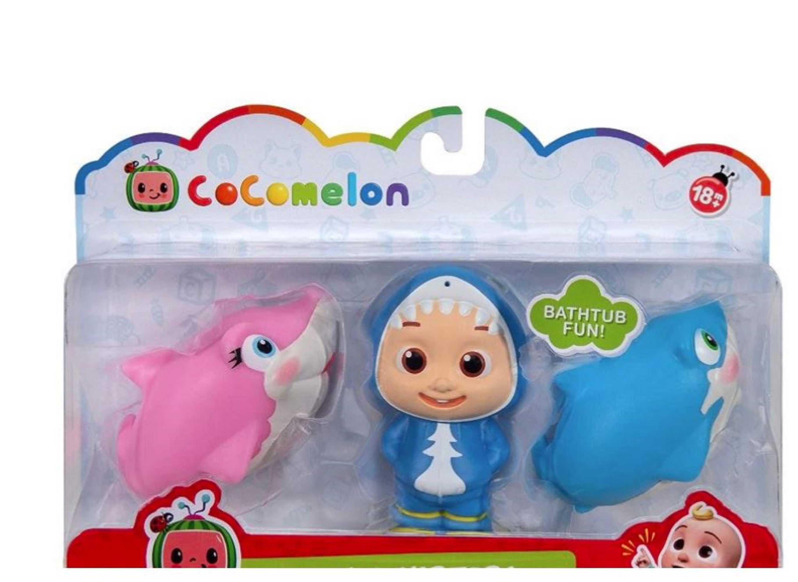 CoComelon Bath Squirters JJ And Sharks Boy Kids Toddler Bath Toys Size 4 Inch Figures Set of 3