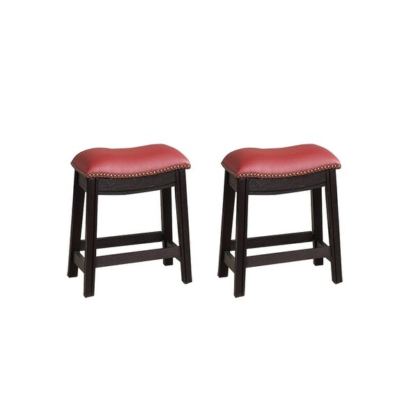 Burgundy PU Upholstery Bar Stool， Set of 2