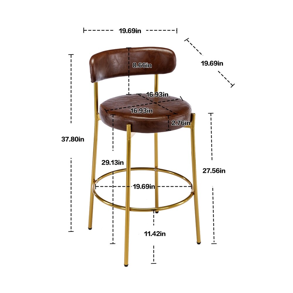 2 industrial armless bar stools with backrest and footstool