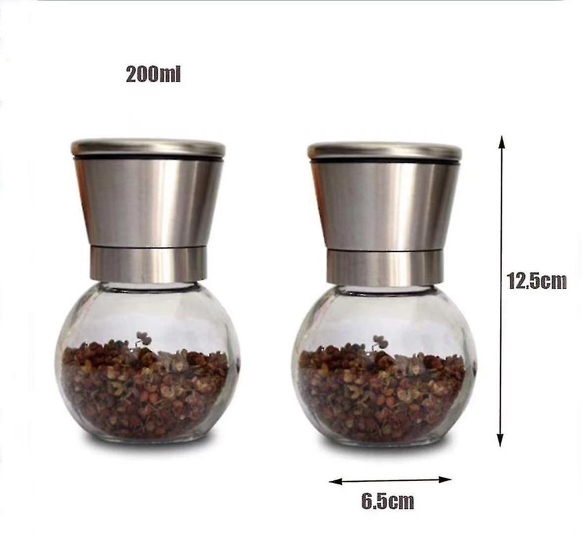 2pcs 200ml Pepper Mill With Ceramic Grinder Hand Mixer