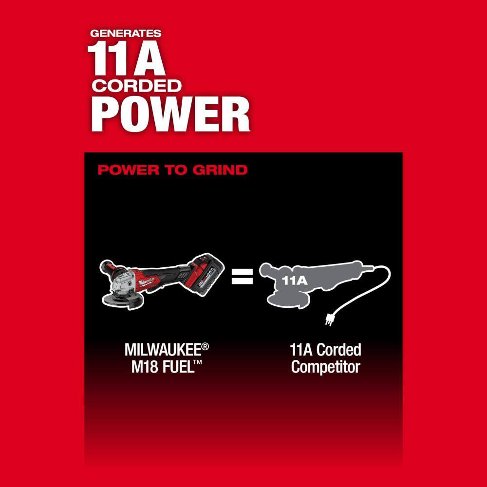 MW M18 FUEL 18V Lithium-Ion Brushless Cordless 4-12 in.5 in. Grinder and Starter Kit w(1) 5.0 Ah Battery and Charger 2880-20-48-59-1850