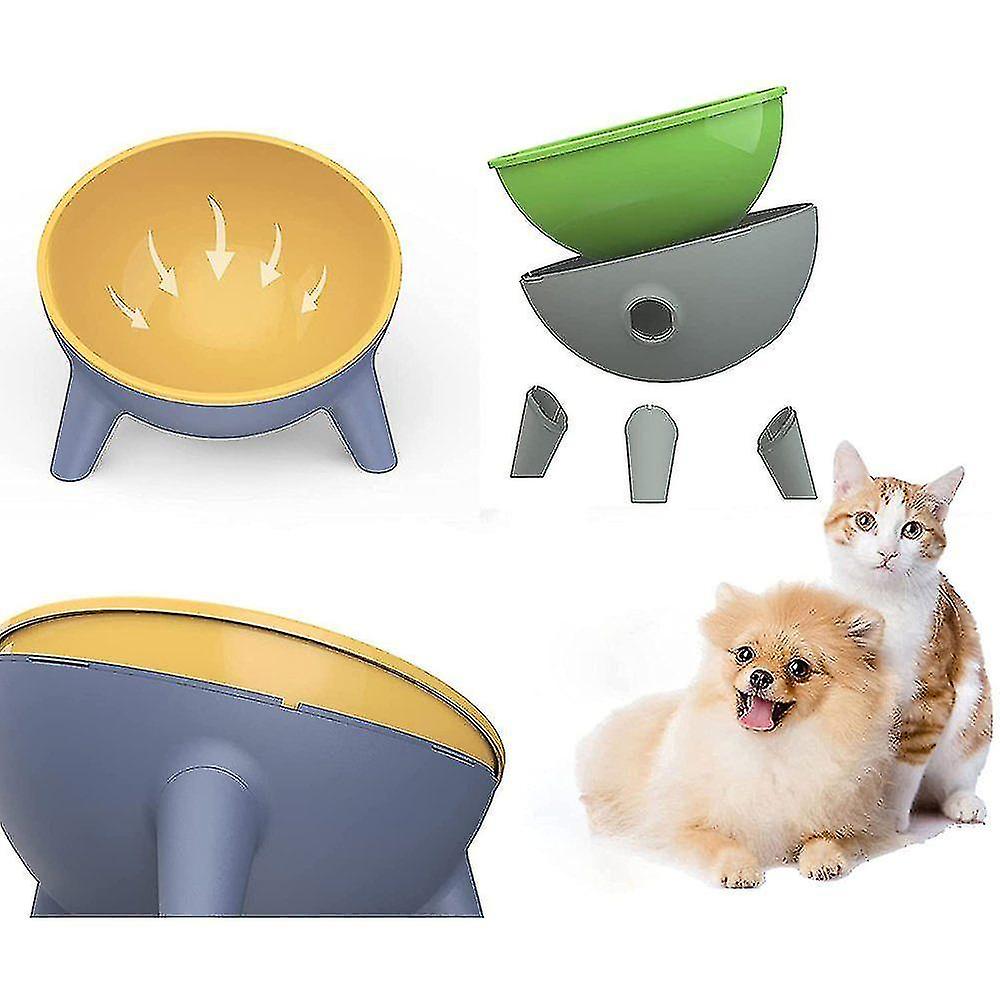 Cat Bowls With Non-slip Silicone Bowl， Food Bowl Set， Pet Cat Food Bowl， Tilted Cat Bowl