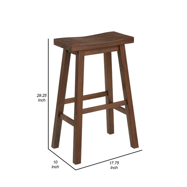 Saddle Design Wooden Barstool with Grain Details， Brown