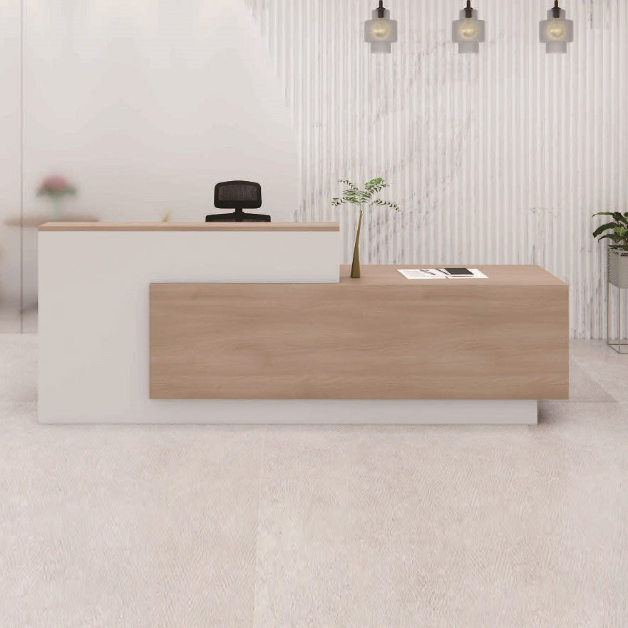 HELMER Reception Desk 2.4M Right Panel - Oak & White