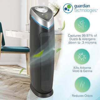 GermGuardian 28 in. 4-in-1 Air Purifier with True HEPA filter for Medium Rooms up to 179 Sq Ft Black AC5000B