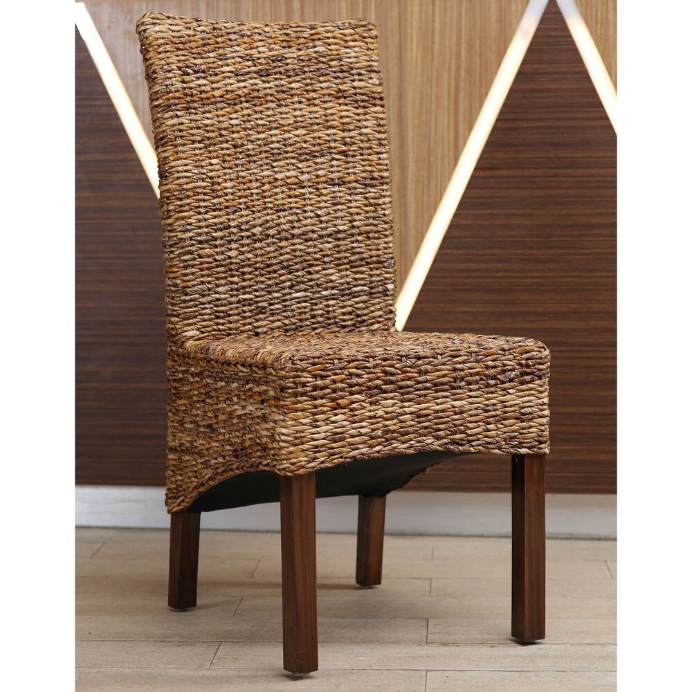 Gaby Woven Banana Leaf/Mahogany Dining Chair