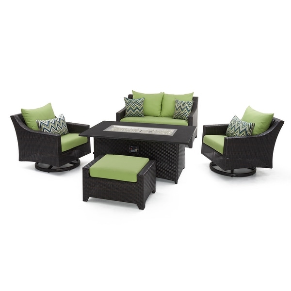 Deco 5 Piece Sunbrella Outdoor Patio Love and Motion Club Fire Set