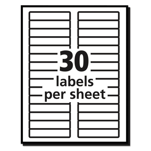 Avery Permanent TrueBlock File Folder Labels with Sure Feed Technology， 0.66 x 3.44， White， 30/Sheet， 25 Sheets/Pack (8366)