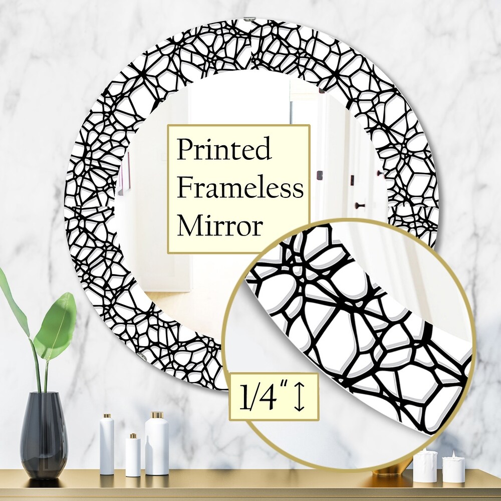 Designart 'Abstract Mosaic Pattern' Printed Modern Mirror   Oval or Round Wall Mirror