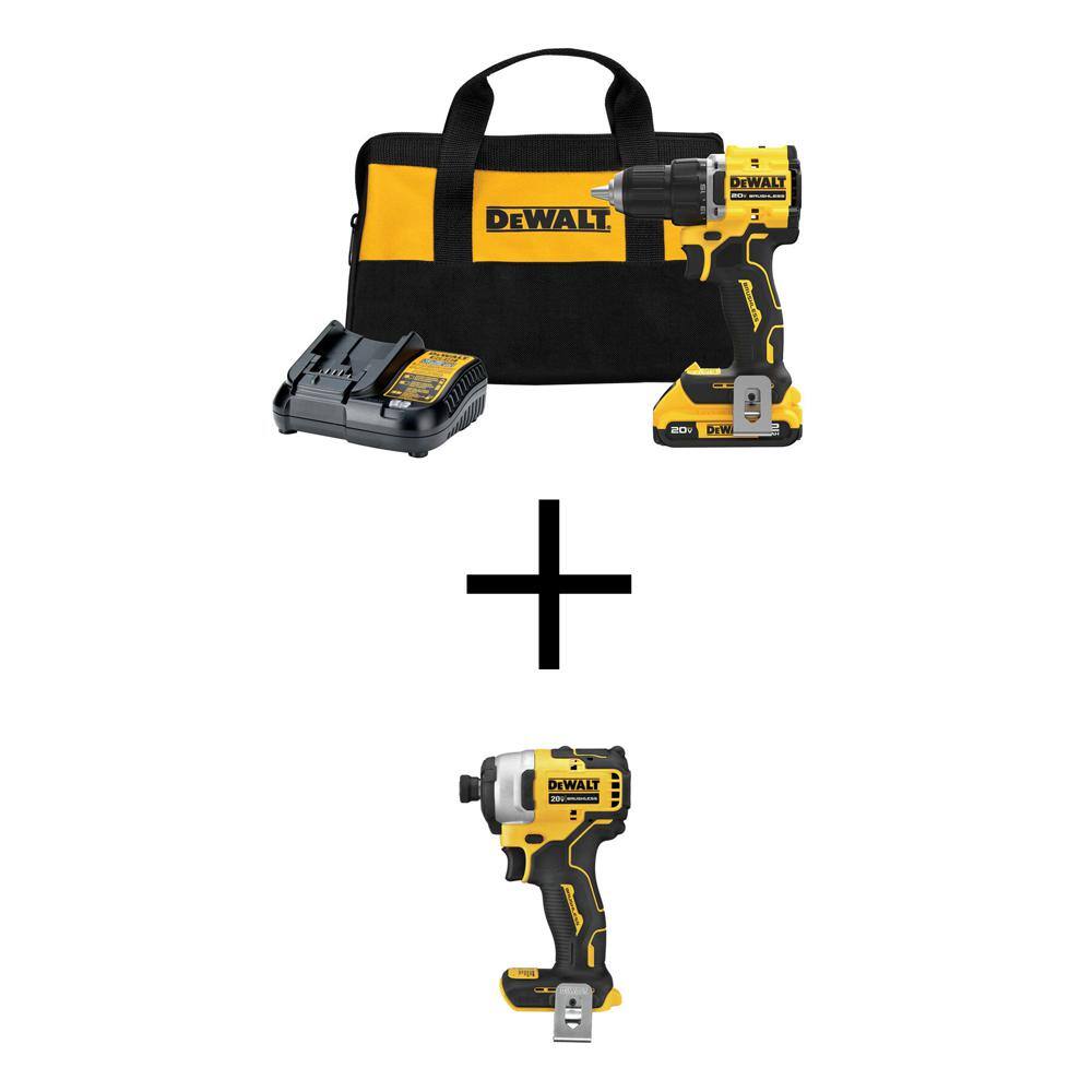 DW ATOMIC 20-Volt Lithium-Ion Cordless Compact 12 in. DrillDriver and 14 in. Impact Driver w2Ah Battery Charger  Bag DCD794D1WCF809B