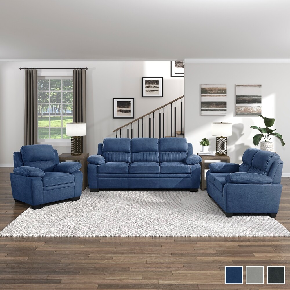 Onofre 3 Piece Fabric Living Room Sofa Set