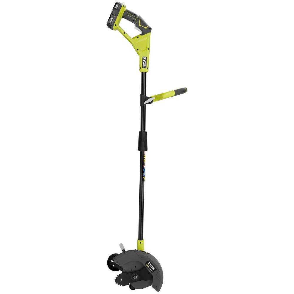 RYOBI ONE+ 18V Cordless Battery Edger with Extra Edger Blade， 2.0 Ah Battery and Charger