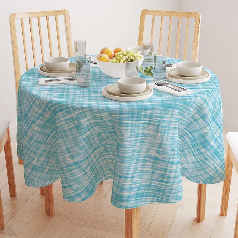 Round Tablecloth， 100% Polyester， 90 Round， Contemporary Ocean