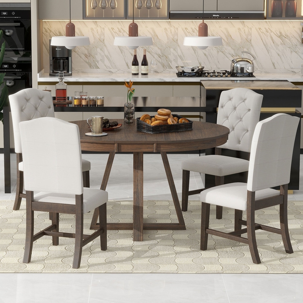 5 Piece Retro Functional Dining Set  Round Table with a 16\