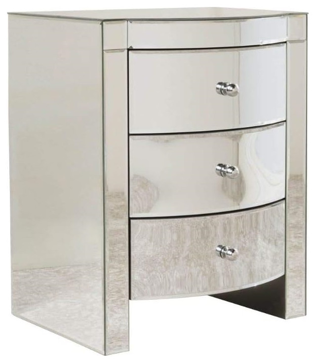 Modern Side Table  3 Storage Drawers With Rounded Front and Mirrored Finish   Industrial   Side Tables And End Tables   by Declusia  Houzz