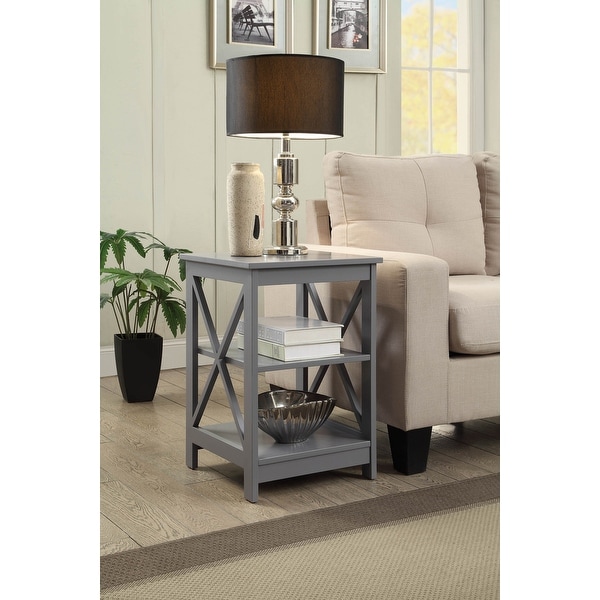 Copper Grove Cranesbill X-Base 3-Tier End Table with Shelves