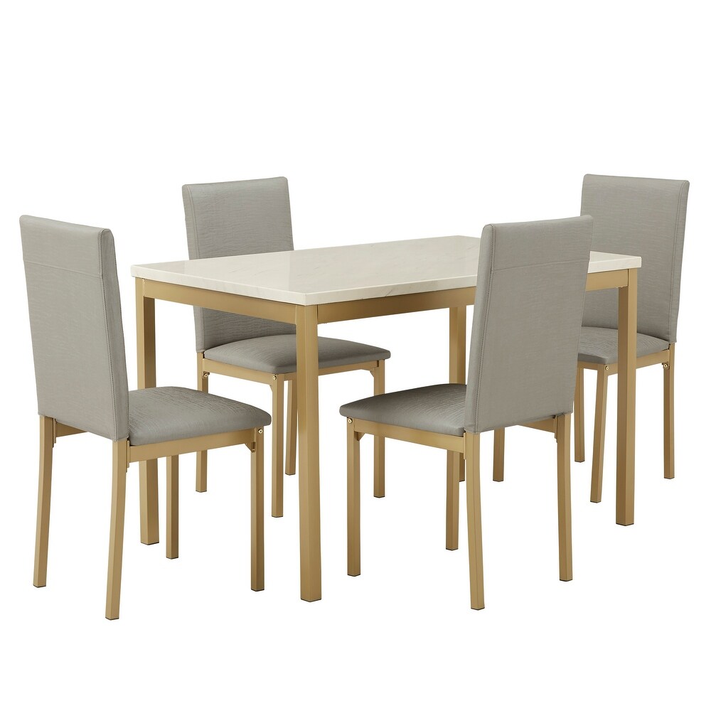 Darcy Faux Marble Top and Gold Dining Set by iNSPIRE Q Bold