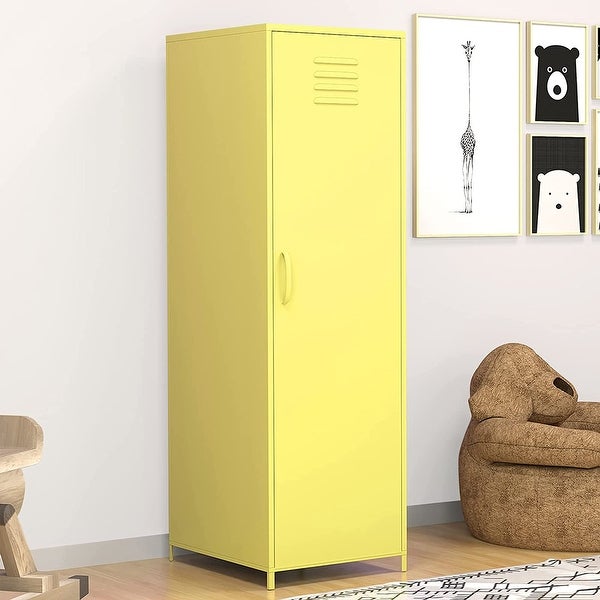 Metal Armoires Locker Cabinet for Kid with Hanging Rod and Shelves - - 36905280