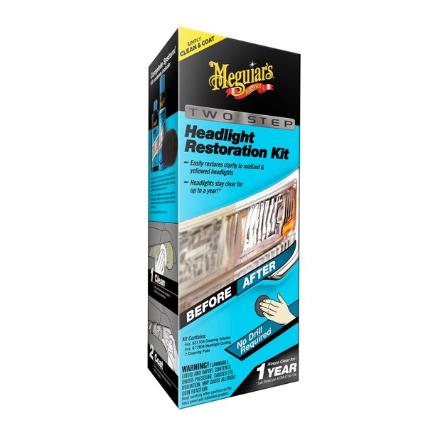 Meguiars Two Step Headlight Restoration Kit Restores Headlights To Clear Finish