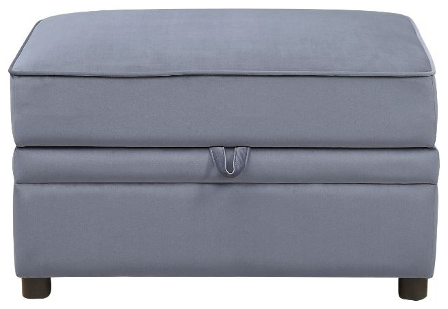 Acme Bois II Storage Ottoman Gray Velvet   Transitional   Footstools And Ottomans   by AMOC  Houzz