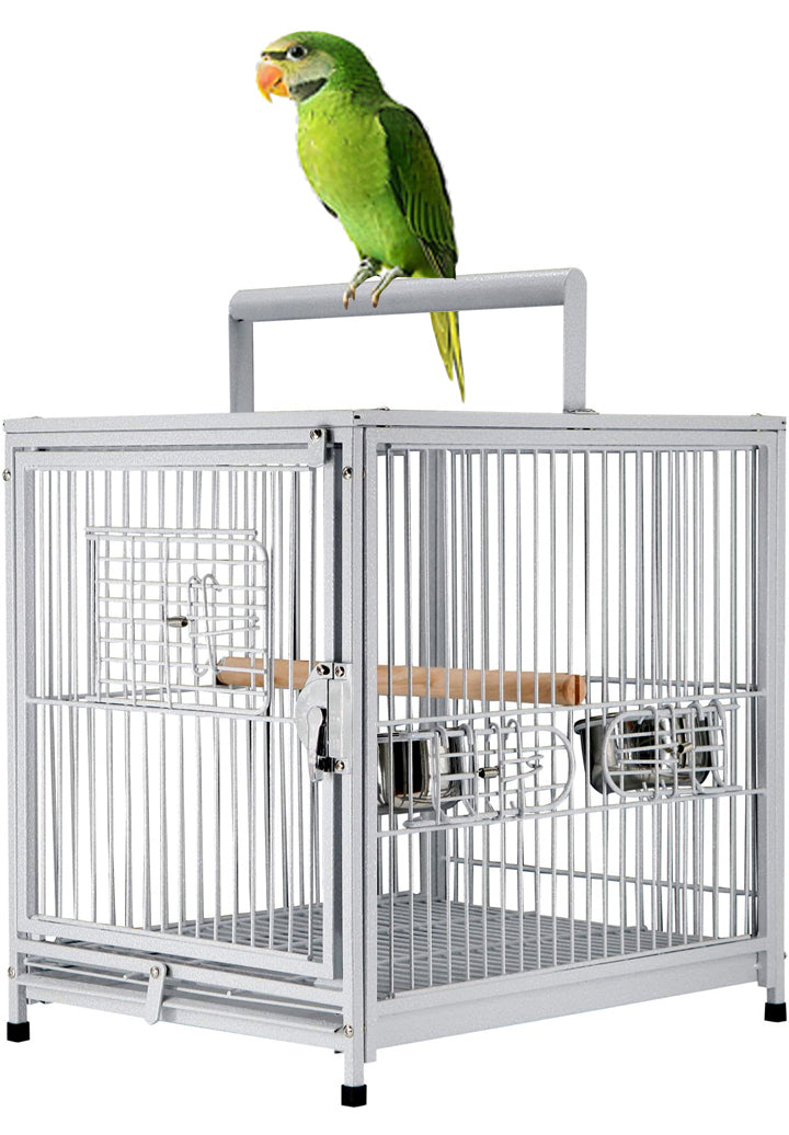 22-Inch Portable Durable Heavy Duty Travel Veterinary Parrot Bird Carrier Play Stand Perch Cage Feeding Bowl Stand with Handle and Accessories