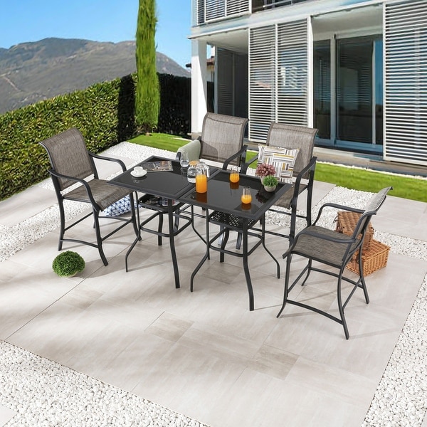 Patio Festival 4Person Square Outdoor Bistro Dining Set