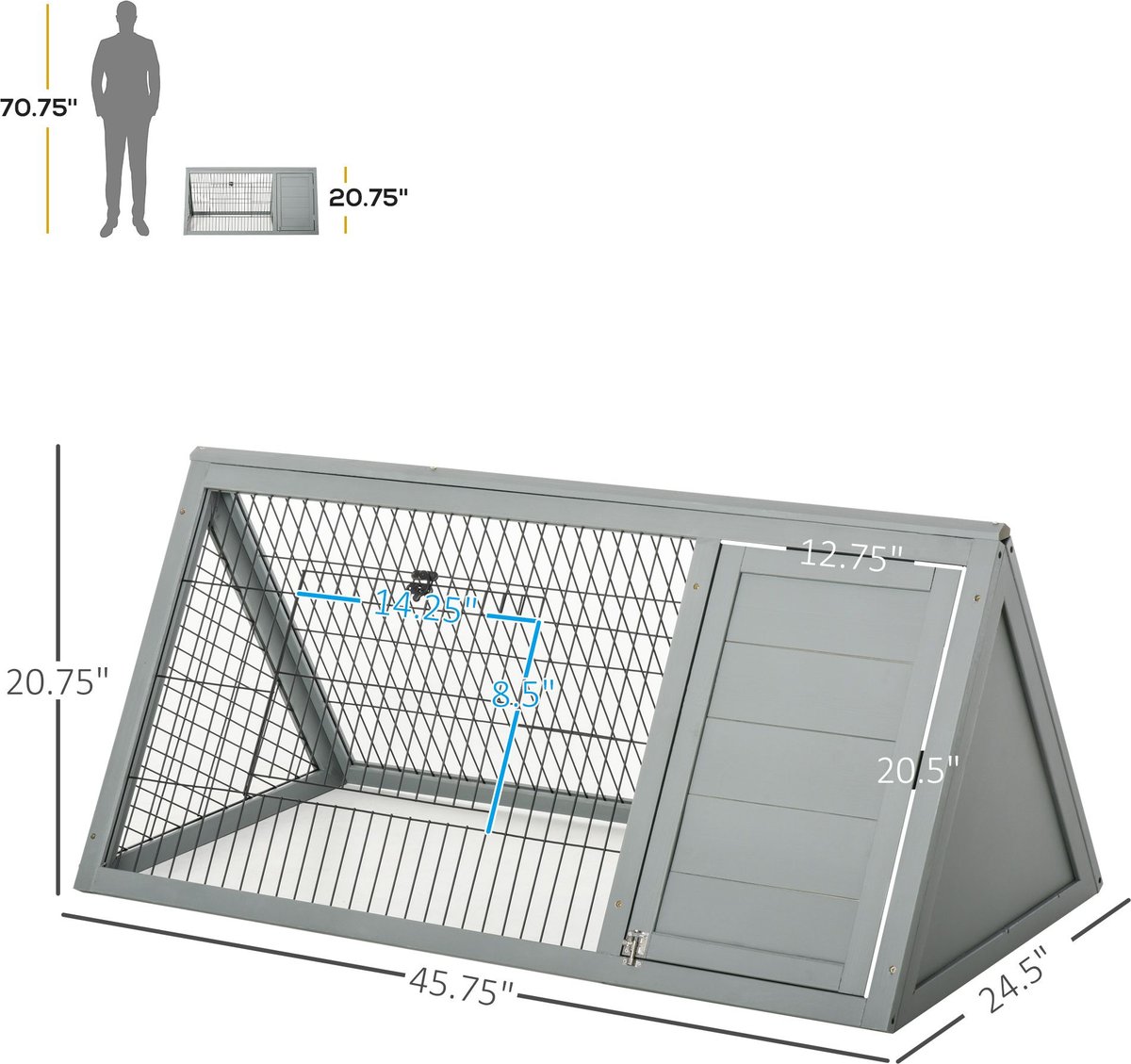 PawHut Wooden A-Frame Outdoor Rabbit Cage