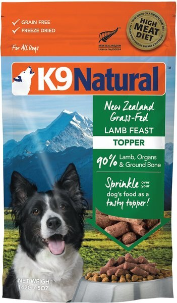 K9 Natural Lamb Feast Freeze-Dried Dog Food Topper， 5-oz bag