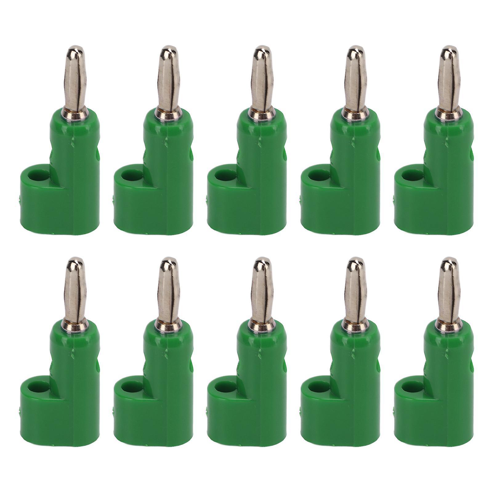 10pcs/set 4mm Solderless Banana Plug Stackable Open Screw 30v Ac60v Dc Maximum 24a For Electronics Industrial Equipmentgreen