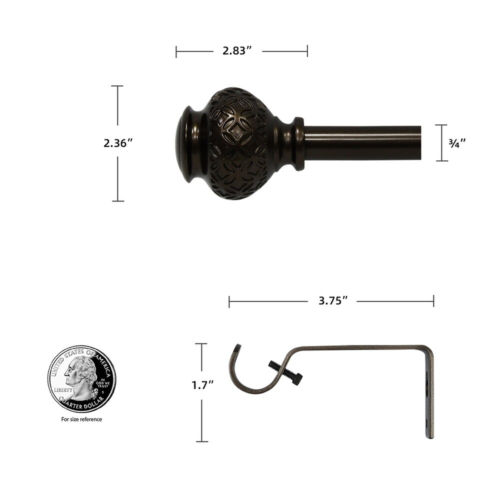 Kings Adjustable Single Curtain Rod 48\