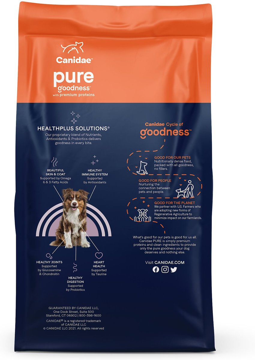 CANIDAE Grain-Free PURE Limited Ingredient Bison， Lentil and Carrot Recipe Dry Dog Food