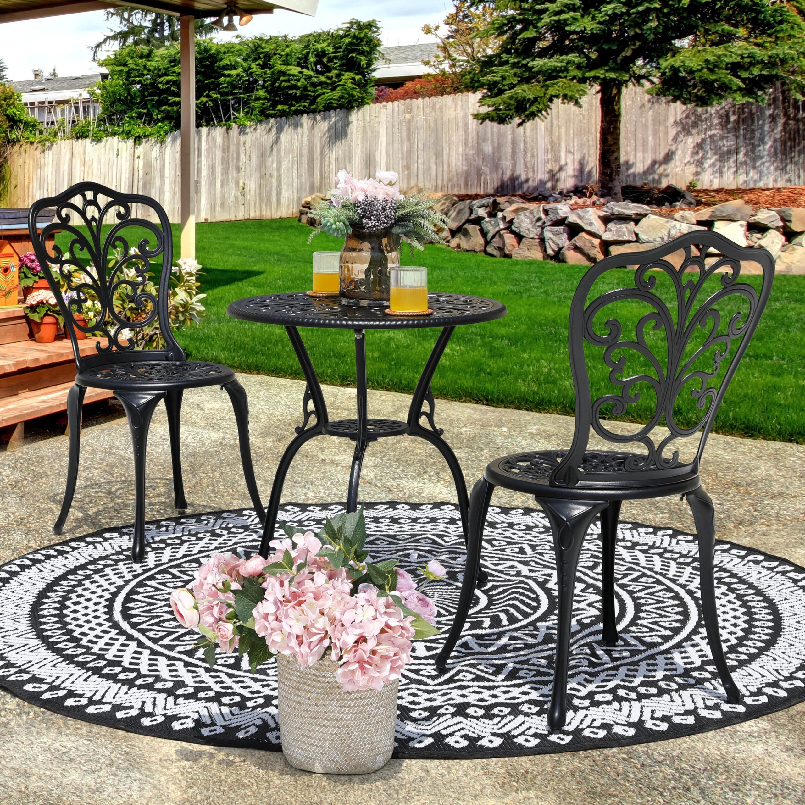 Nuu Garden 3-Piece Black Bistro Patio Set