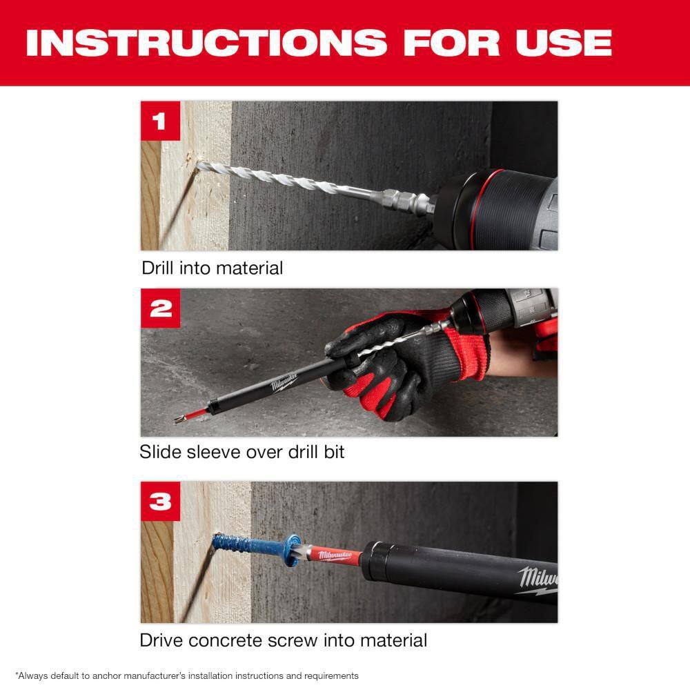 MW SHOCKWAVE Impact-Duty Multi-Material Concrete Screw Installation Kit (7-Piece) 48-20-8877