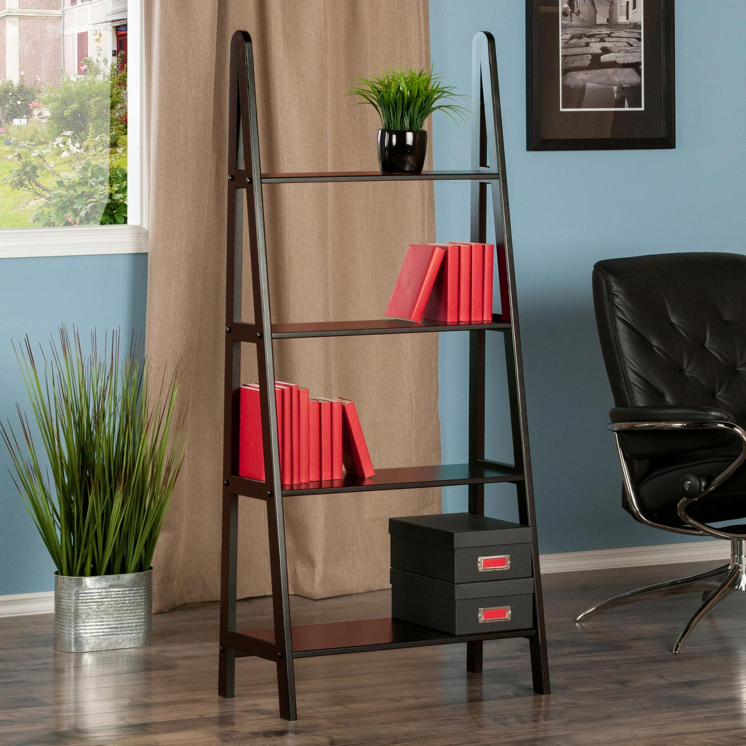 Winsome Wood Avalon 4-Tier A-Frame Shelf， Espresso Finish