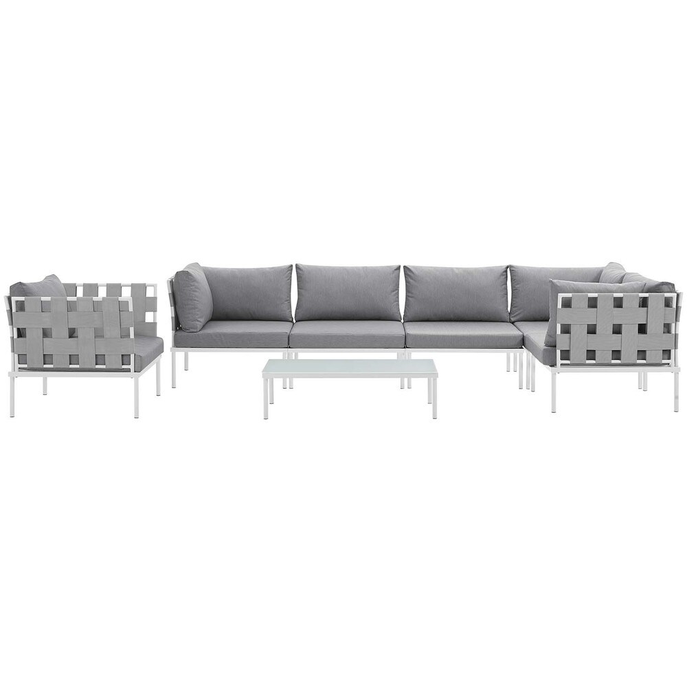 Harmony 7 piece Outdoor Patio Aluminum Sectional Sofa Set