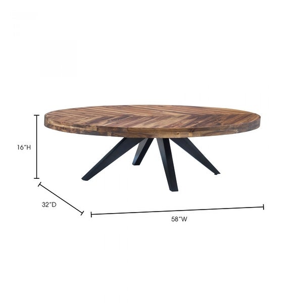 Macari Paris Rustic Oval Acacia Wood Coffee Table