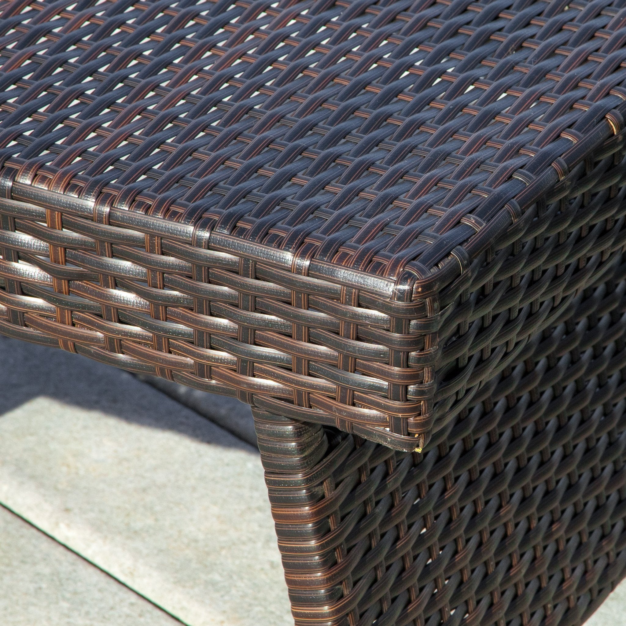 Lakeport Outdoor Brown Wicker Folding Side Table