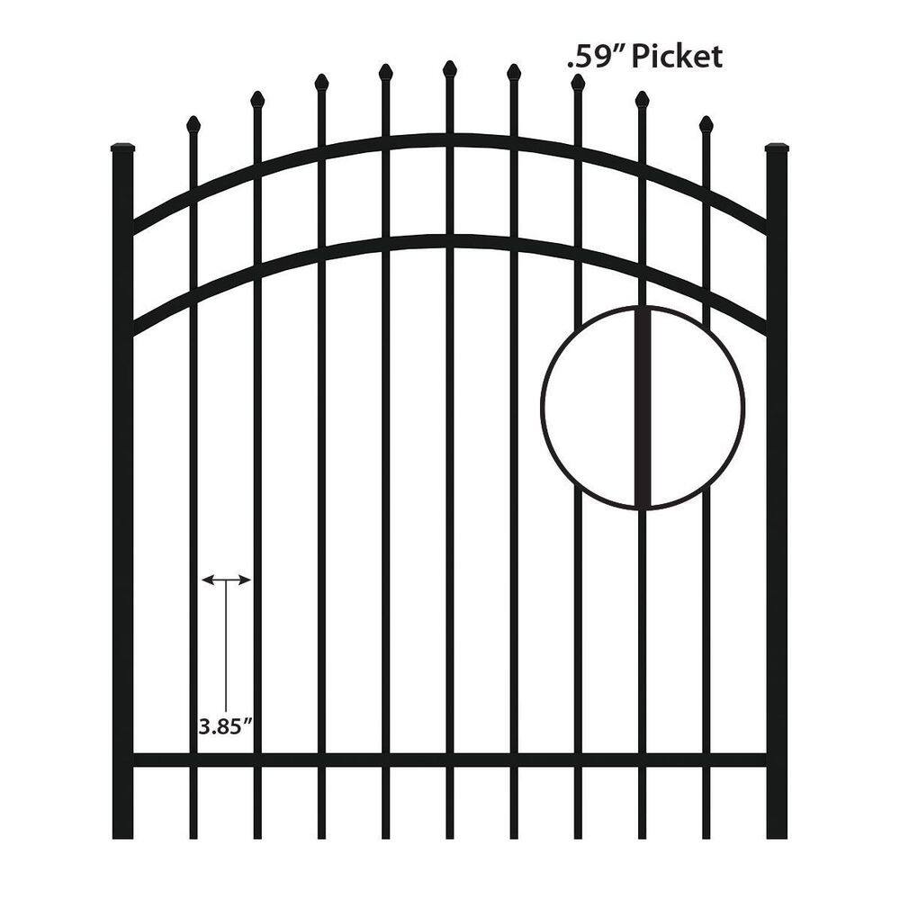 FORGERIGHT Osprey 4 ft. W x 4 ft. H Arched Black Aluminum Fence Gate 882338