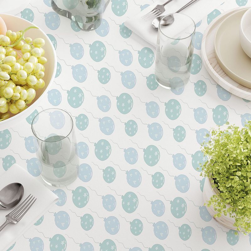 Square Tablecloth， 100% Cotton， 60x60， Blue Balloons