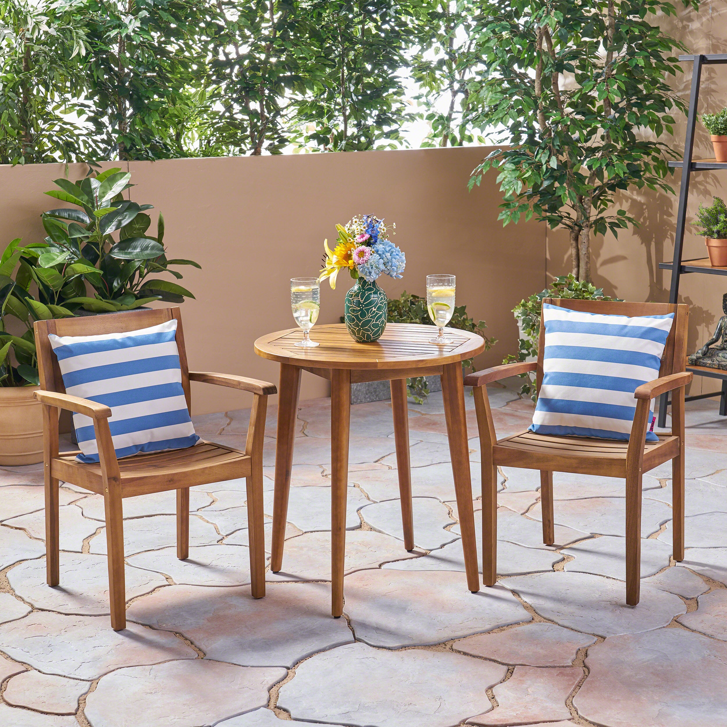 Kuhn Outdoor 3 Piece Acacia Wood Bistro Set