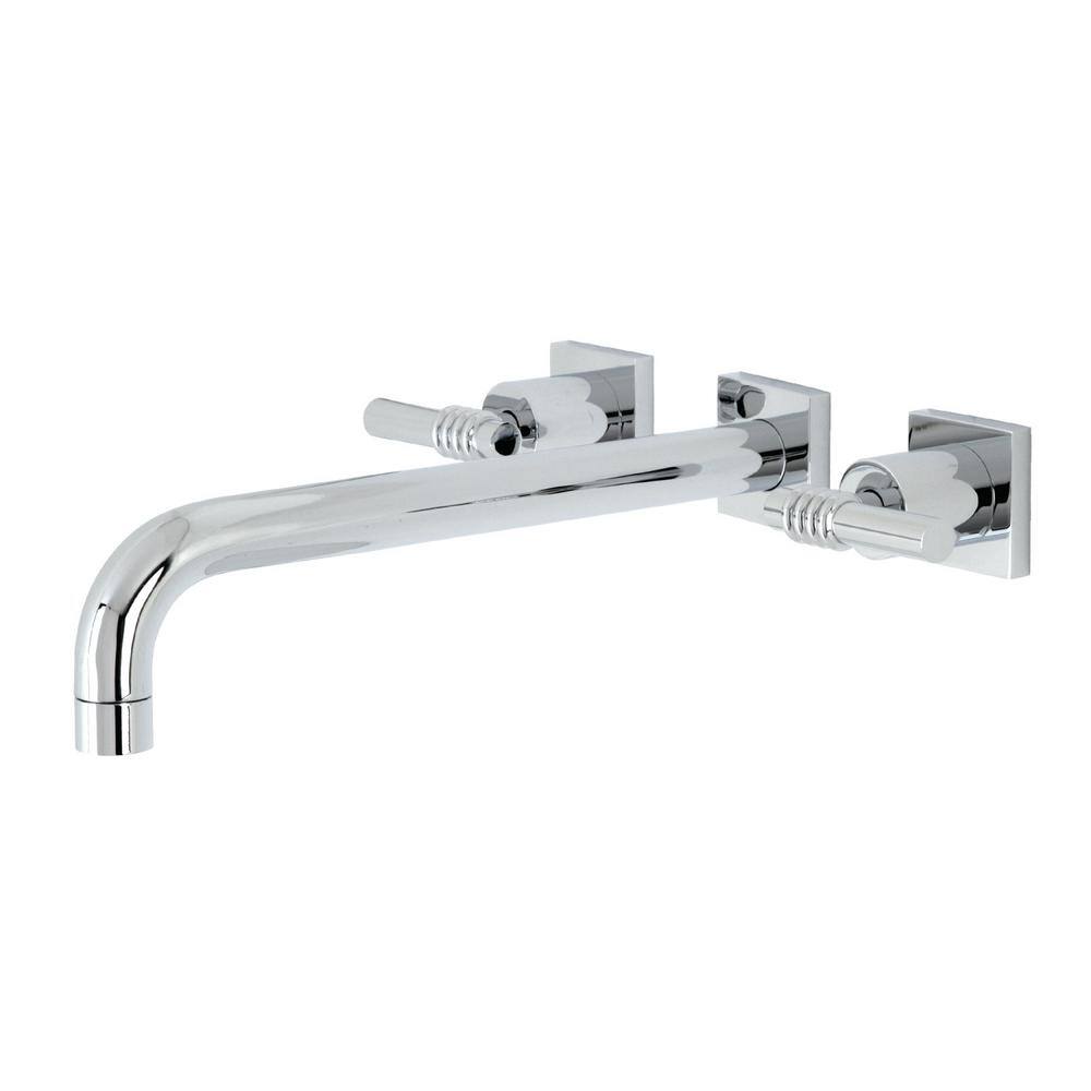 Kingston Brass Milano 2-Handle Wall Mount Roman Tub Faucet in Polished Chrome (Valve Included) HKS6051ML