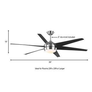 Home Decorators Collection Windward 68 in. White Color Changing Integrated LED Brushed Nickel Ceiling Fan with Light Kit DC Motor and Remote 68000