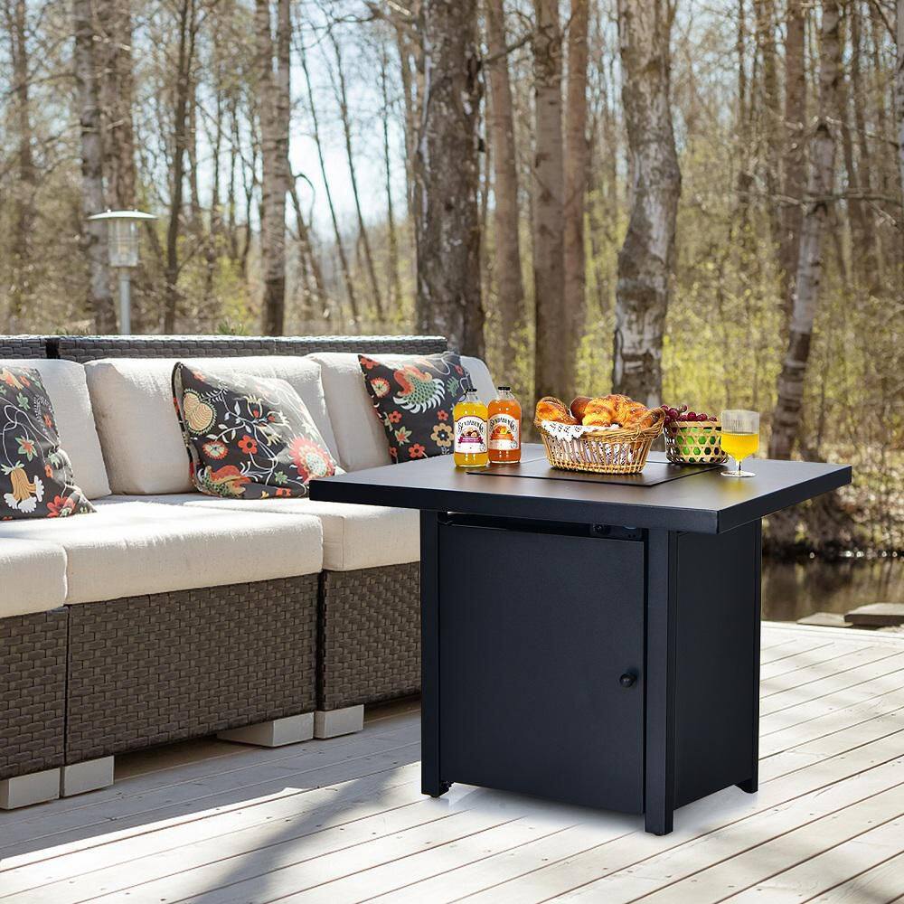 HONEY JOY 32 in. Propane Outdoor Fire Pit Table 40000 BTU Gas Fire Pit Patio Square Firetable for Backyard Garden Deck TOPB005481